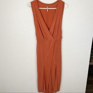 Free People Orange Ribbed Sleeveless Dress Small